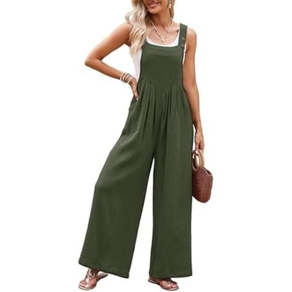 Pants - Women's Jumpsuits One Piece With Pockets Green2